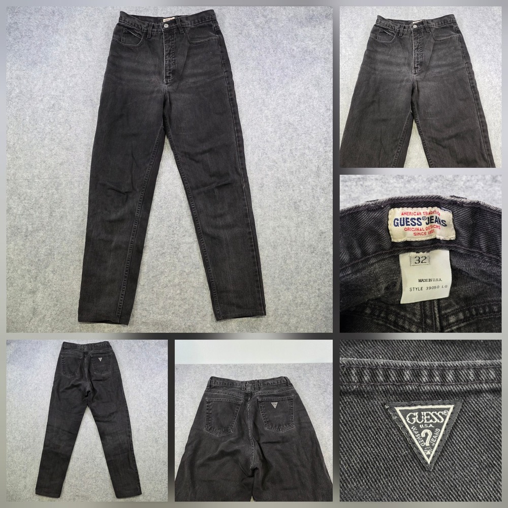 Vintage Guess Jeans Jeans Mens 32x30 Denim Made USA Tapered Charcoal 39050 LG
